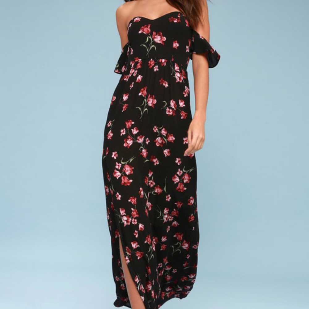 Lulu’s Off the Shoulder Rose Dress